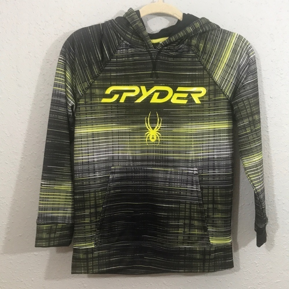 Spyder Black, White, & Yellow‎ Screen Print Pull-Over Hoodie size M